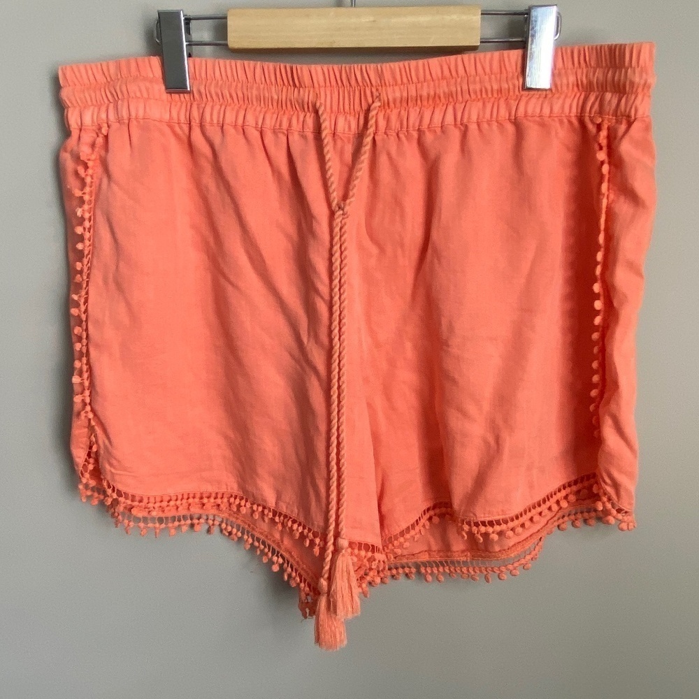Saks Fifth Avenue Women's Coral Peach Boho Cover-up Shorts Size X-large